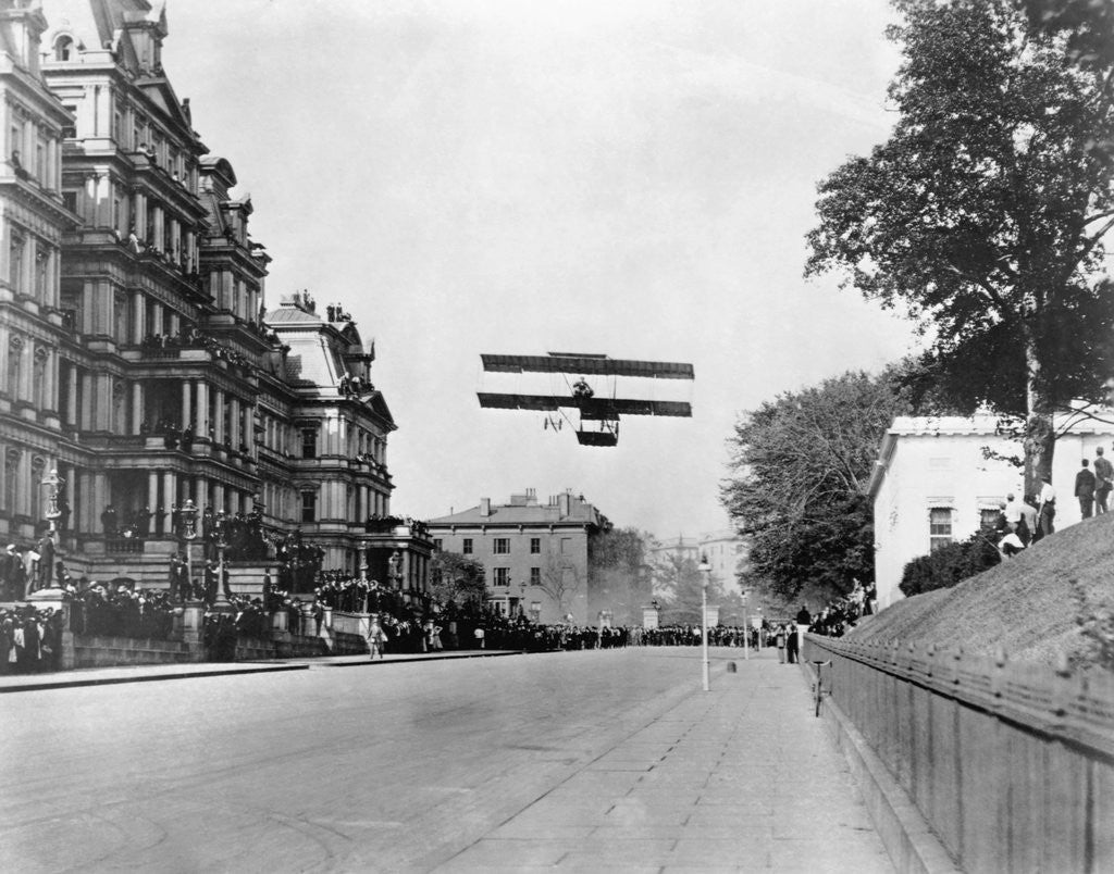 Detail of Biplane Flying Over Washington by Corbis