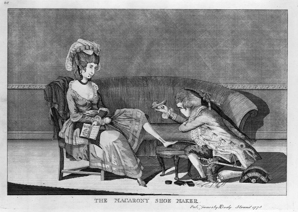 Detail of The Macarony Shoe Maker Published by M. Darly