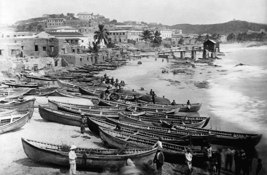 Detail of Boats on Shore Along Gold Coast by Anonymous