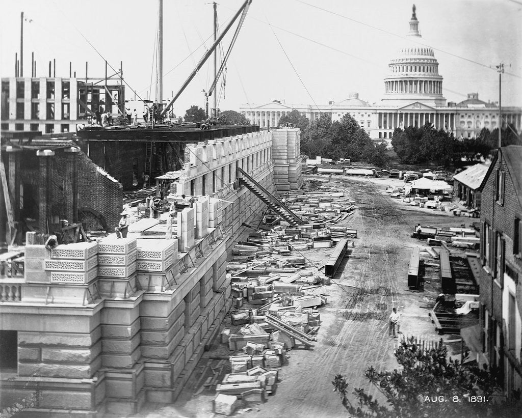 Detail of Library of Congress Under Construction by Corbis