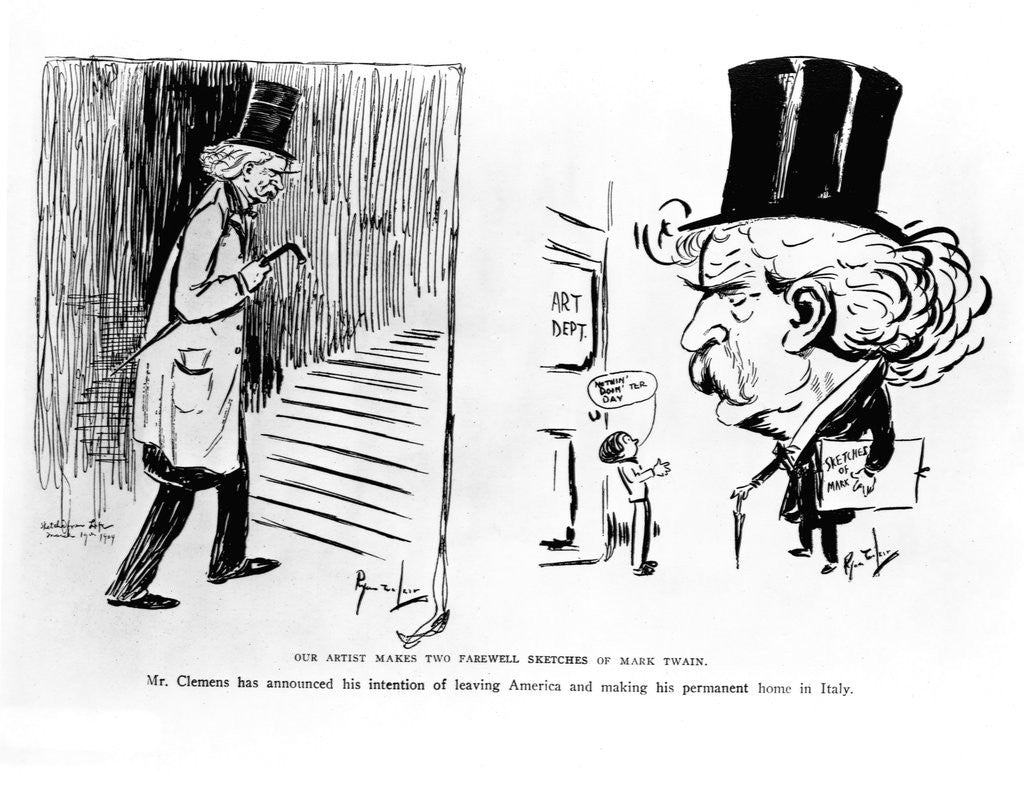 Detail of Samuel L. Clemens (two caricatures) by Anonymous