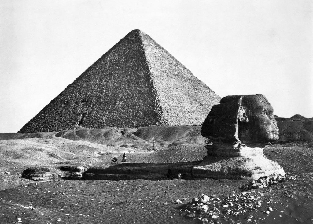 Detail of The Sphinx and the Pyramid of Cheops Standing in the Desert by Anonymous