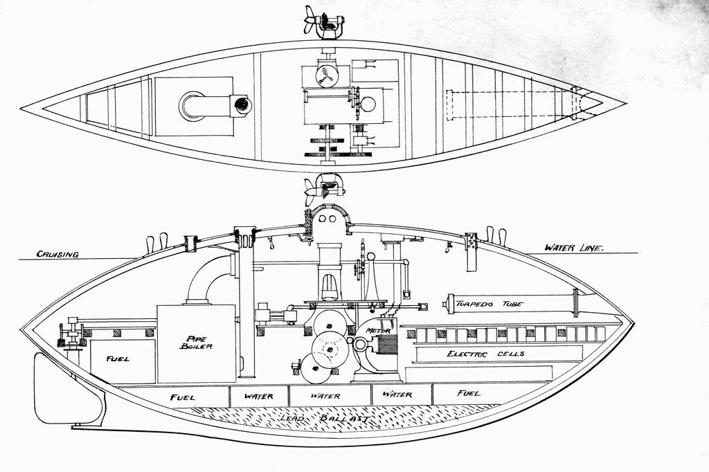 Detail of Design for the Baker Submarine by Anonymous