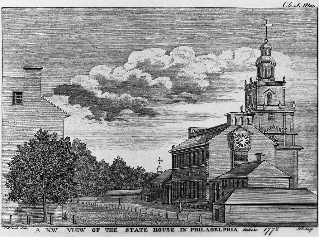Detail of A N.W. View of the State House in Philadelphia Taken 1778 by James Trenchard