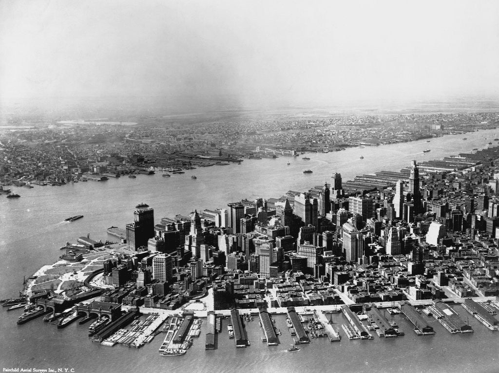 Detail of Aerial of Lower Manhattan and Hudson River by Anonymous