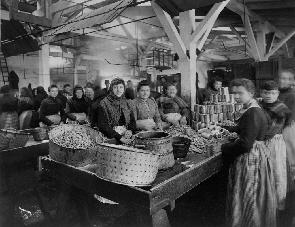 Detail of Women Canning Oysters by Anonymous