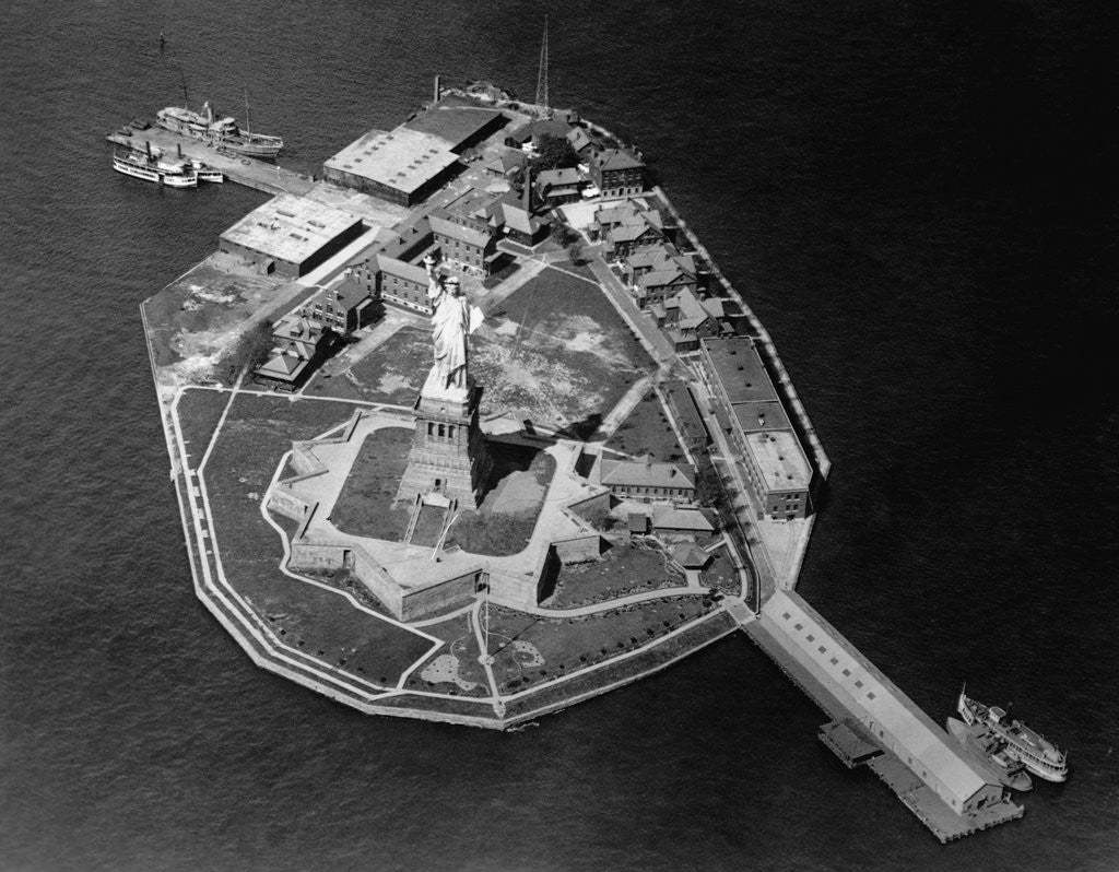 Detail of Aerial View of Statue of Liberty by Corbis