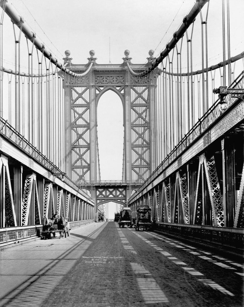 Detail of Manhattan Bridge Tower and Roadway by Anonymous