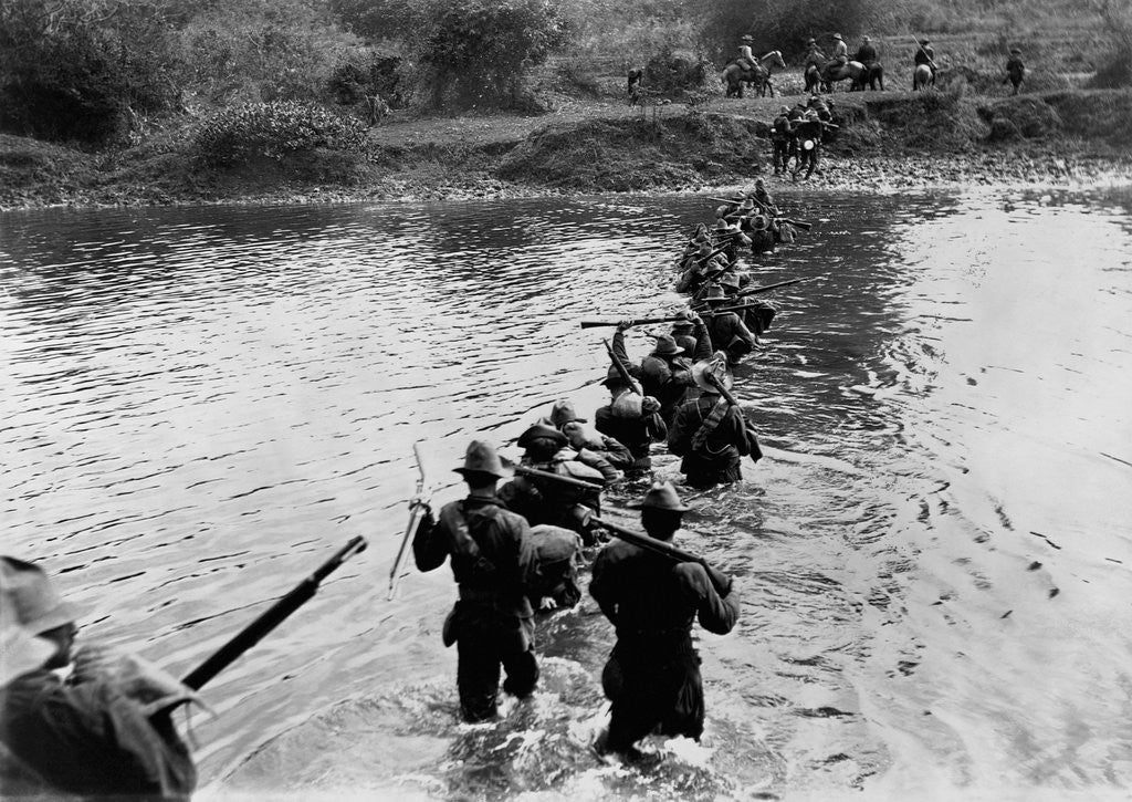 Detail of American Soldiers Crossing the Tuliahan River. by Corbis
