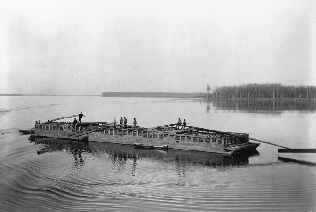 Detail of Flatboat on the Mississippi River by Anonymous