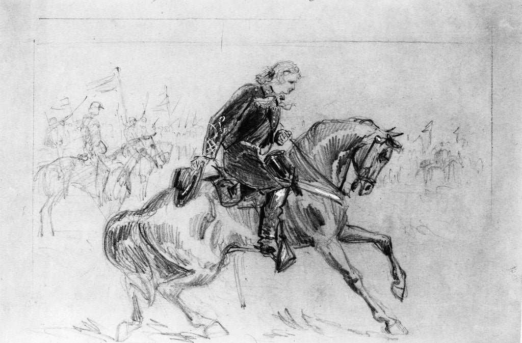 Detail of Drawing of General Custer on His Horse by Corbis