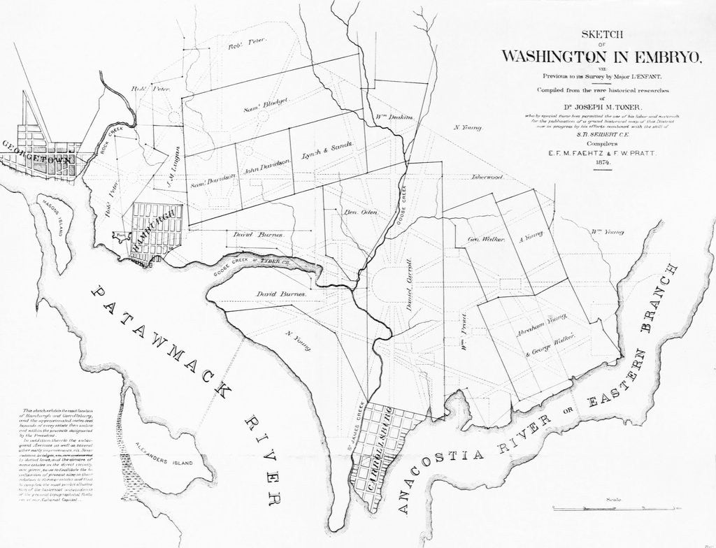 Detail of Sketch of Washington in embroy previous to its survey by Major L'Enfant