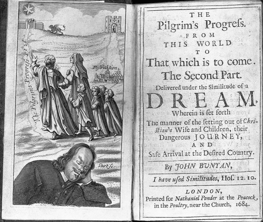 Detail of Frontispiece and Title Page from John Bunyan's The Pilgrim's Progress by Anonymous