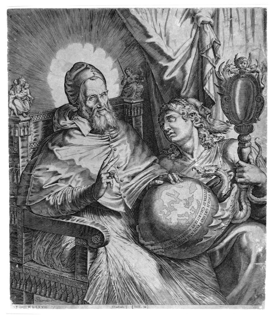 Detail of Engraving of Pope Gregory XIII by Corbis