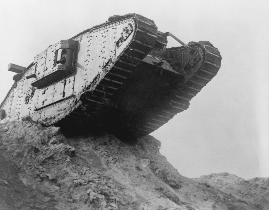 Detail of British Mark IV Tank Rolling over Hillside by Anonymous