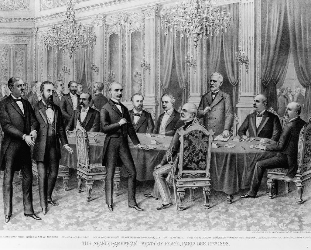 Detail of Signing of the Peace Treaty, Spainsh-American War by Kurz & Allison