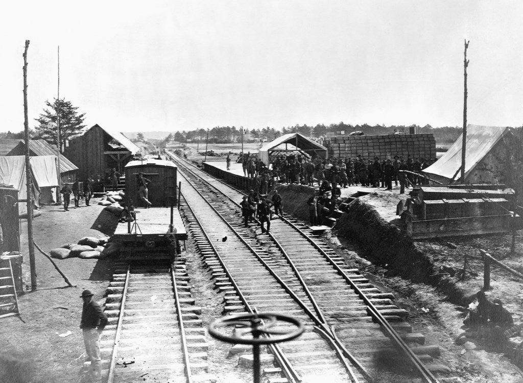 Detail of Confederate Soldiers at a Train Station by Anonymous