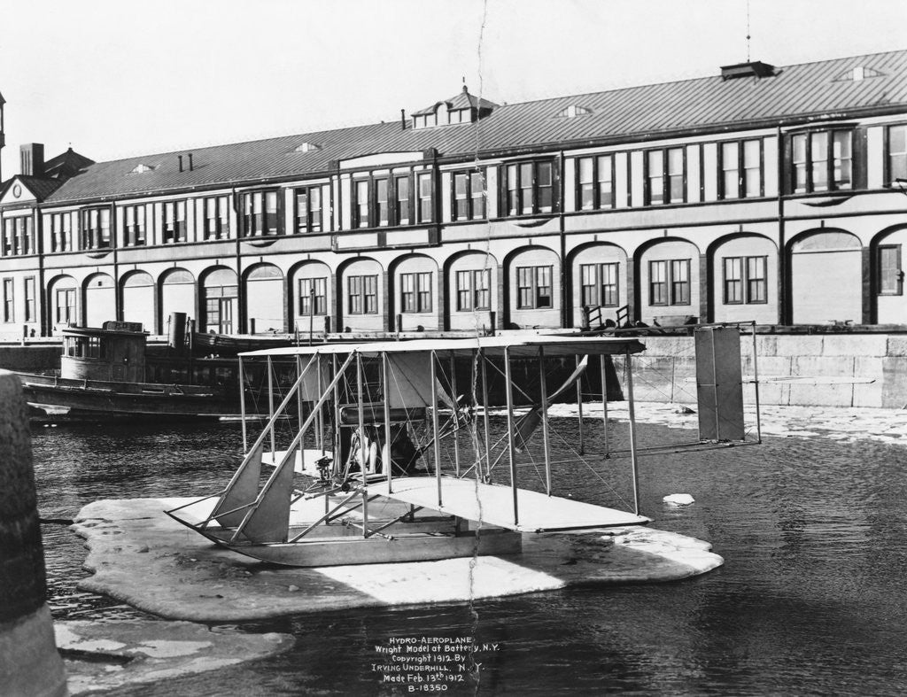 Detail of Hydro-aeroplane. Wright model at Battery, NY by Anonymous