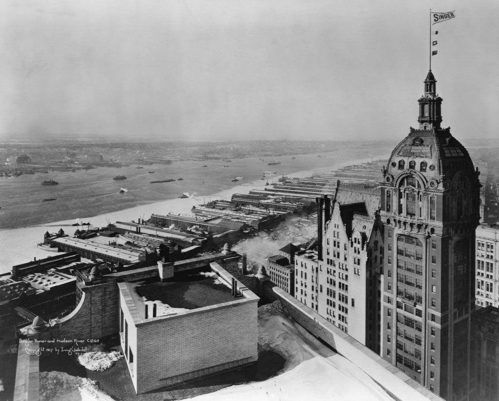 Detail of Eastern View of Singer Tower and Hudson River by Corbis