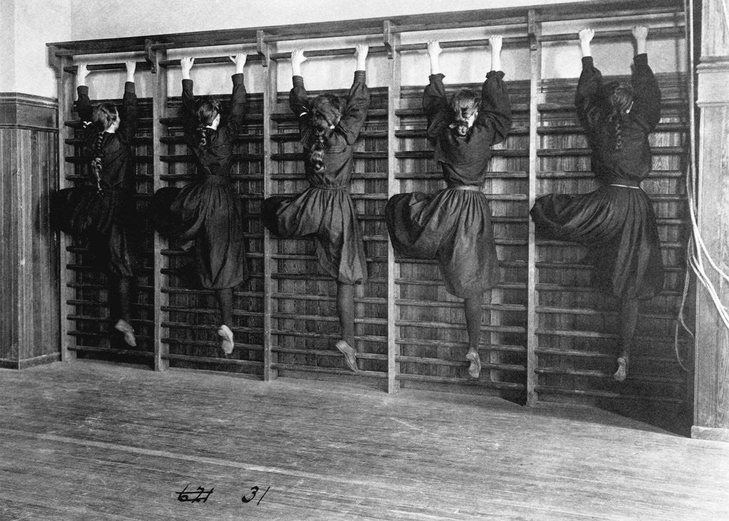 Detail of Students Exercising by Anonymous