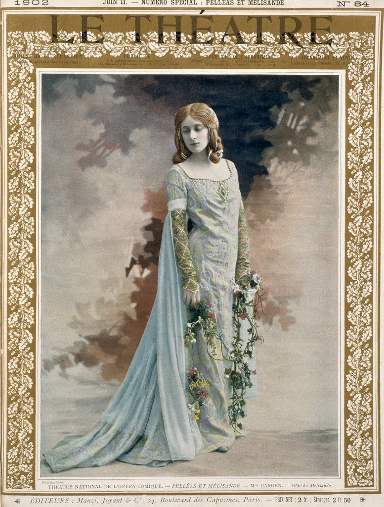 Detail of Illustration from Le Theatre of Mademoiselle Garden as Melisande in Debussy's 