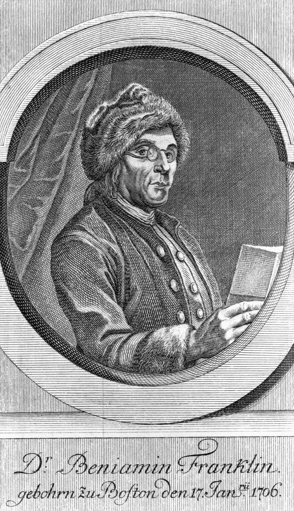 Detail of Portrait of Benjamin Franklin by Anonymous