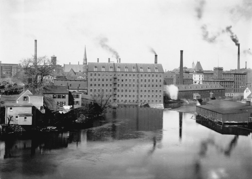 Detail of Mills and Smokestacks in Lowell, Massachusetts by Anonymous