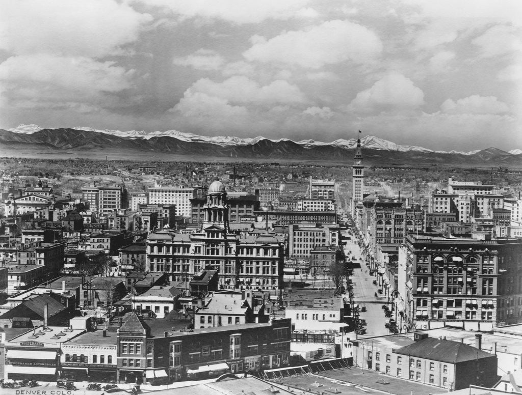 Detail of Denver Colorado and Rocky Mountains by Anonymous