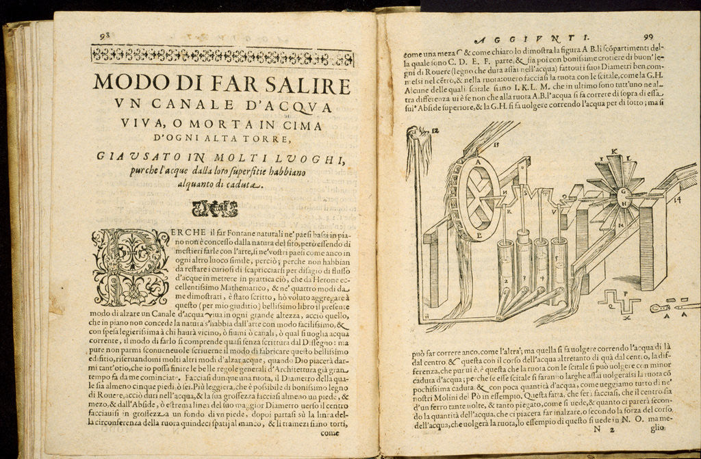 Detail of Illustrated Book Pages from Artifiiosi et Curiosi Moti by Heron of Alexandria