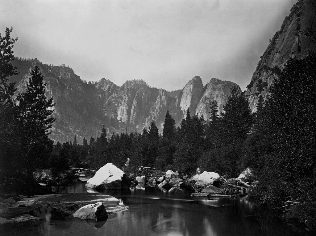 Detail of Merced River and Cathedral Rocks by Anonymous
