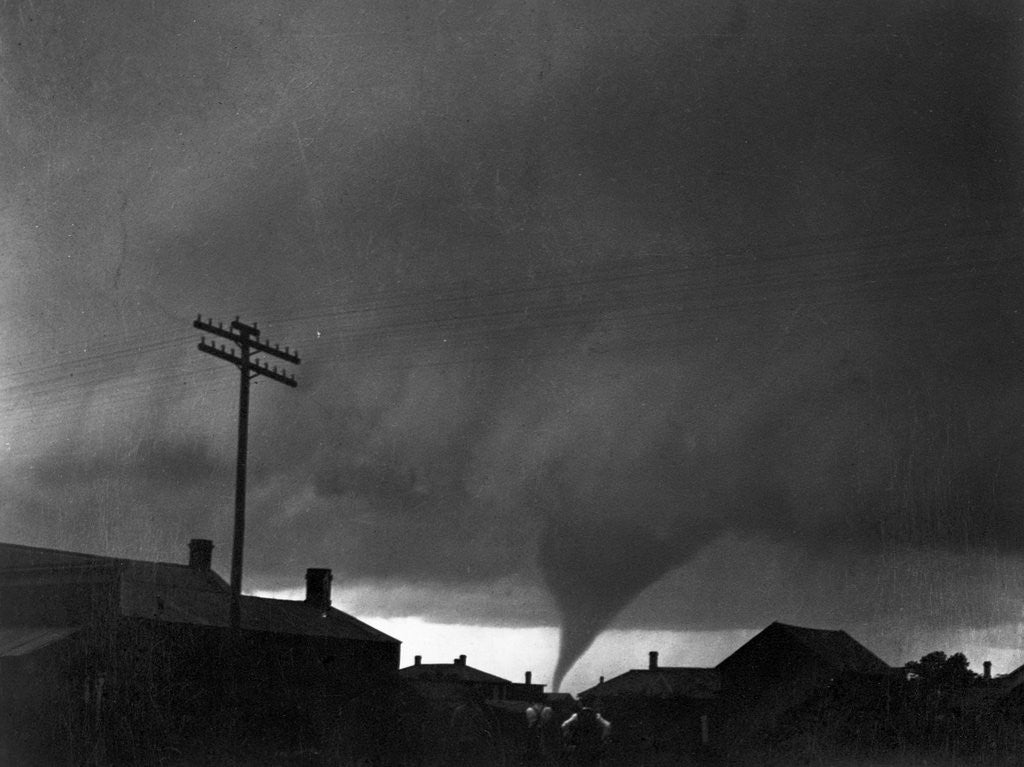 Detail of Tornado Moving Past Houses by Anonymous