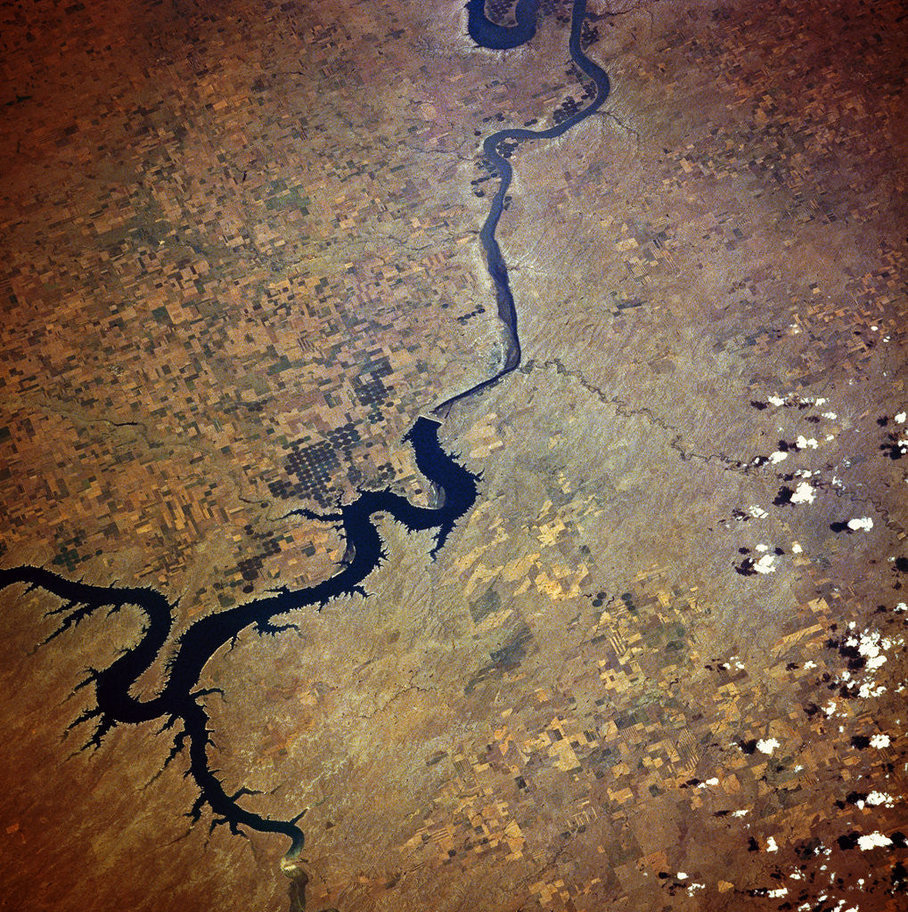 Detail of Low-Earth-Orbit View of Oahe Dam and Missouri River by Anonymous