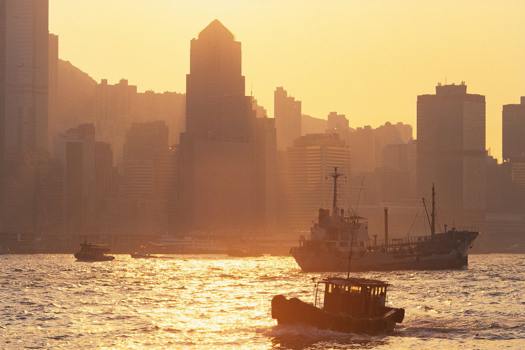 Detail of Boats in Hong Kong Harbor by Anonymous