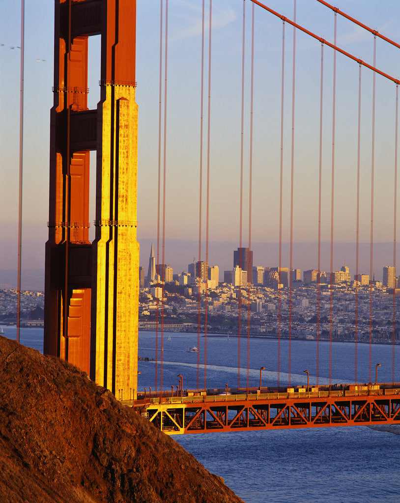 Detail of Golden Gate Bridge and San Francisco Skyline by Anonymous