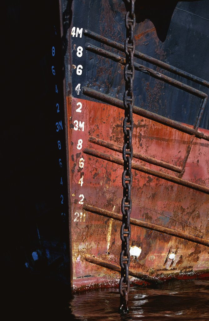 Detail of Tugboat Bow and Lowered Anchor Chain by Anonymous