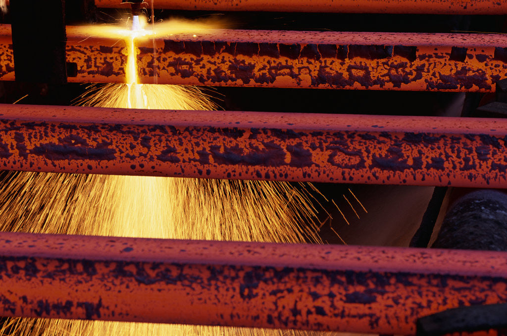 Detail of Steel Bars Being Cut by Anonymous