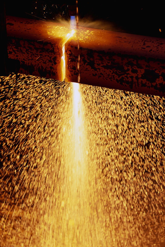 Detail of Acetylene Torch Cutting Steel Beams by Anonymous