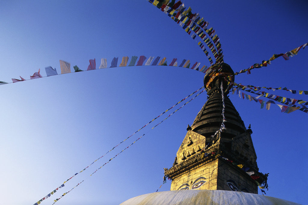 Detail of Prayer Flags Hanging from Swayambhunath Stupa by Anonymous