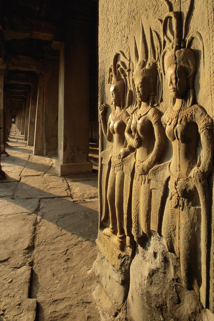 Detail of Bas Relief Sculptures at Angkor Wat by Anonymous