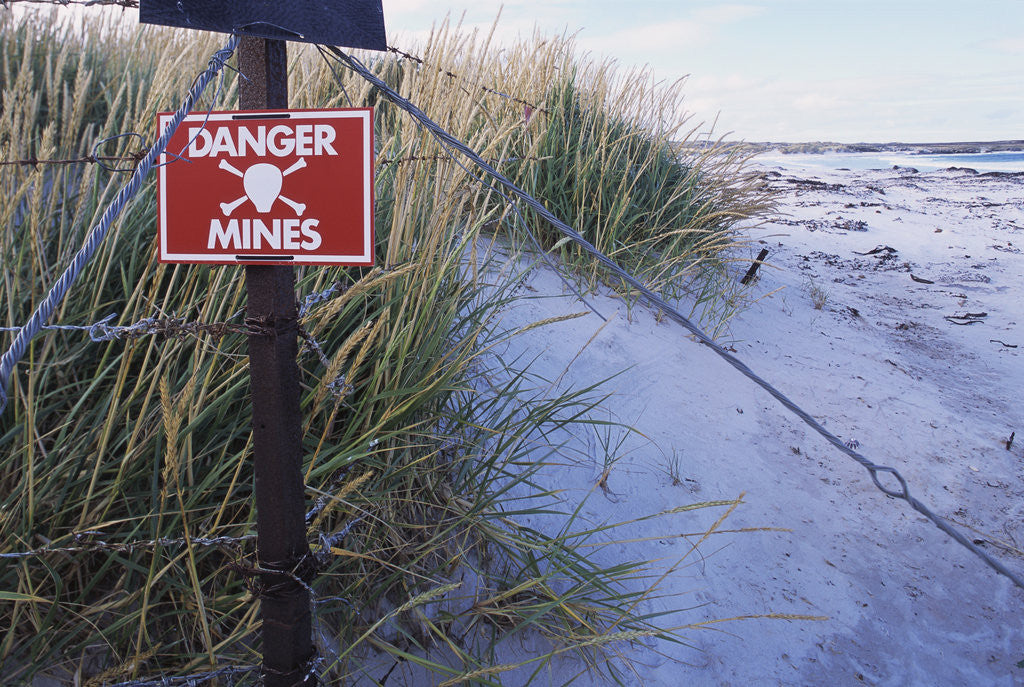 Detail of Mine Field Warning Sign by Corbis