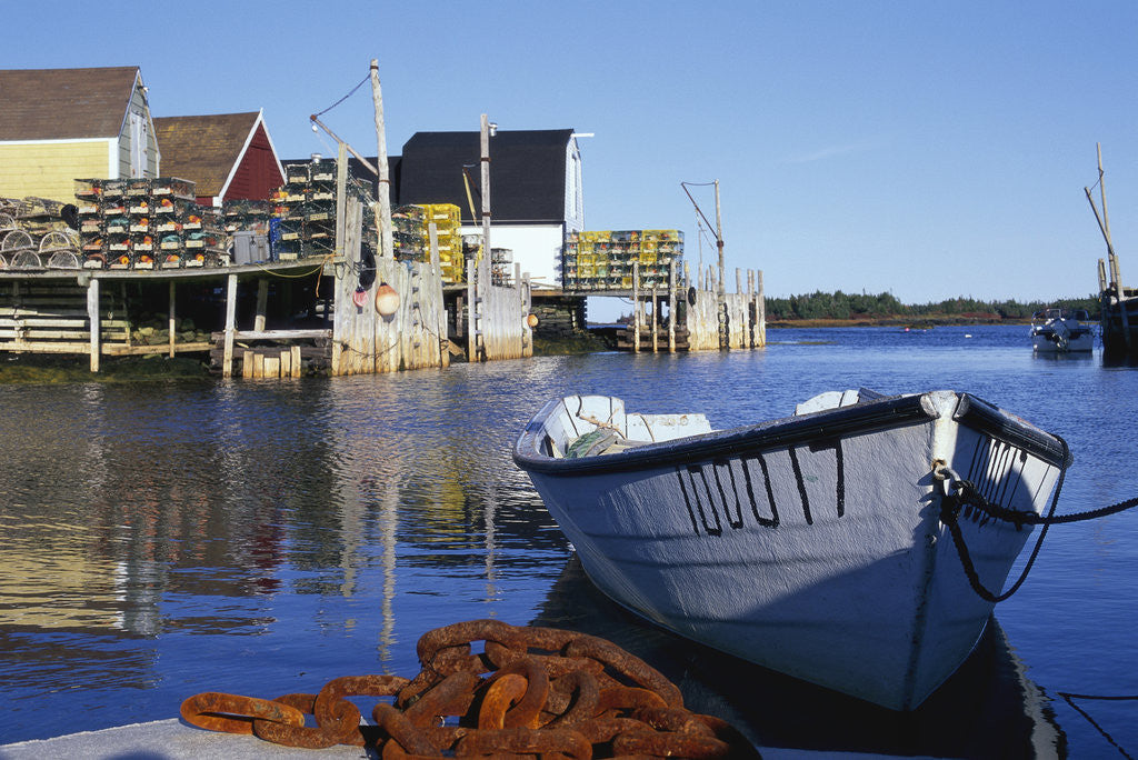 Detail of Boat and Fishermen's Wharf in Nova Scotia by Anonymous