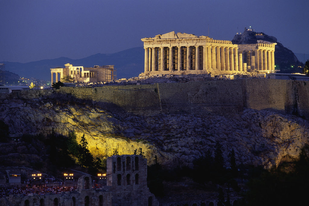 Detail of Parthenon Illuminated at Dusk by Anonymous