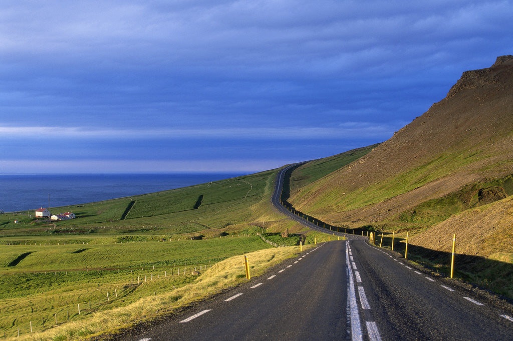 Detail of Road Along Icelandic Coast by Corbis
