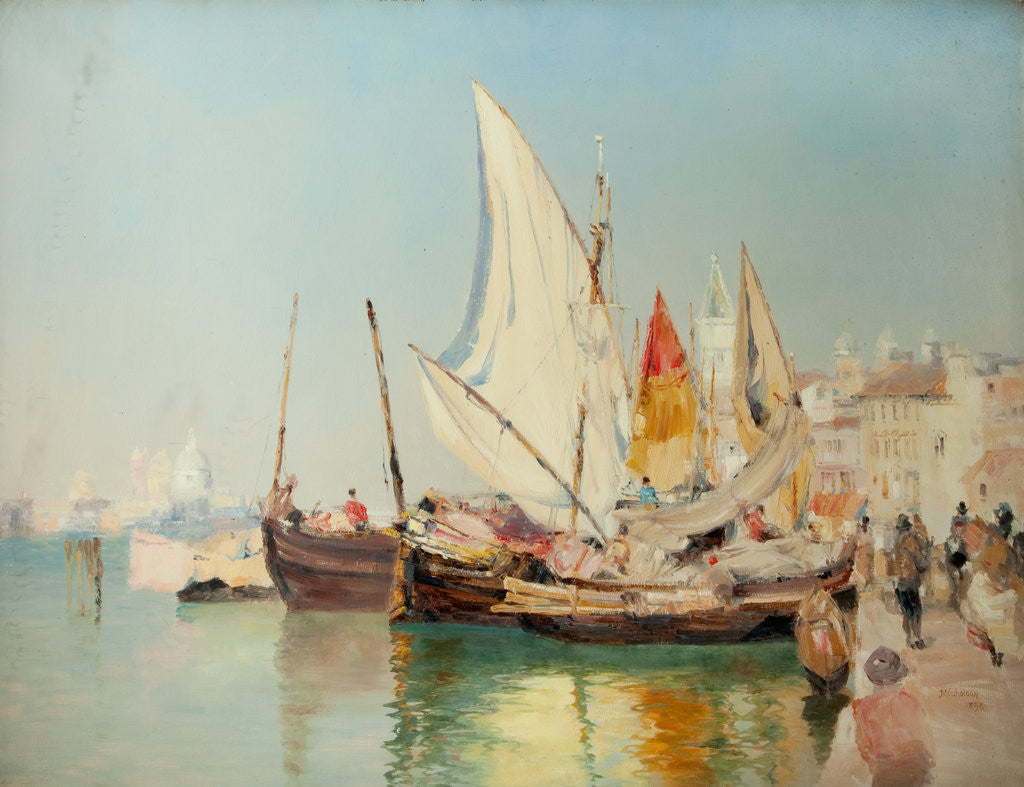 Detail of Barges, the Grand Canal, Venice by John Miller Nicholson