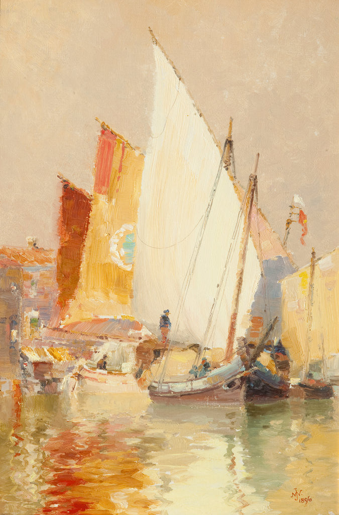 Detail of Fishing boats, Venice by John Miller Nicholson
