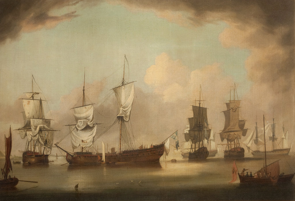 Detail of The Squadrons of Thurot and Elliot in Ramsey Bay by Wright