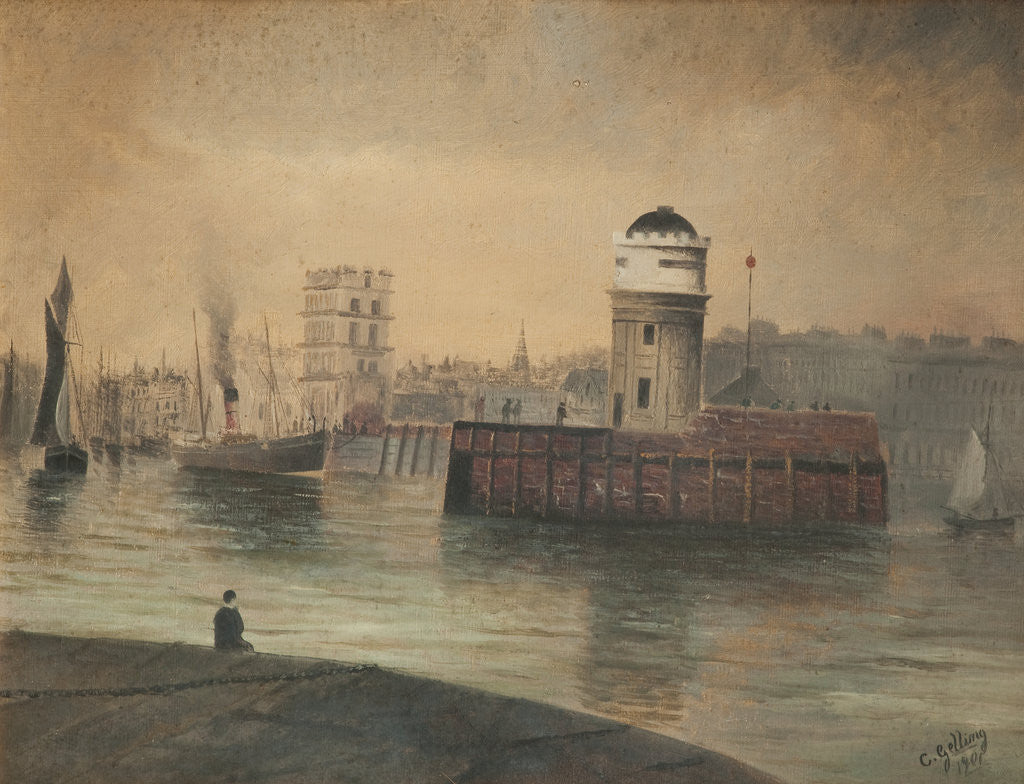 Detail of Douglas Harbour and Old Red Pier by F. C. Gelling