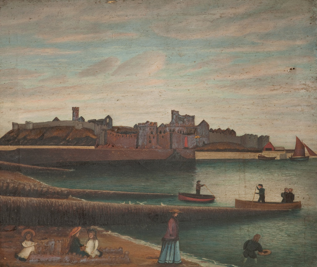 Detail of Peel Castle and Harbour by Robert Gell