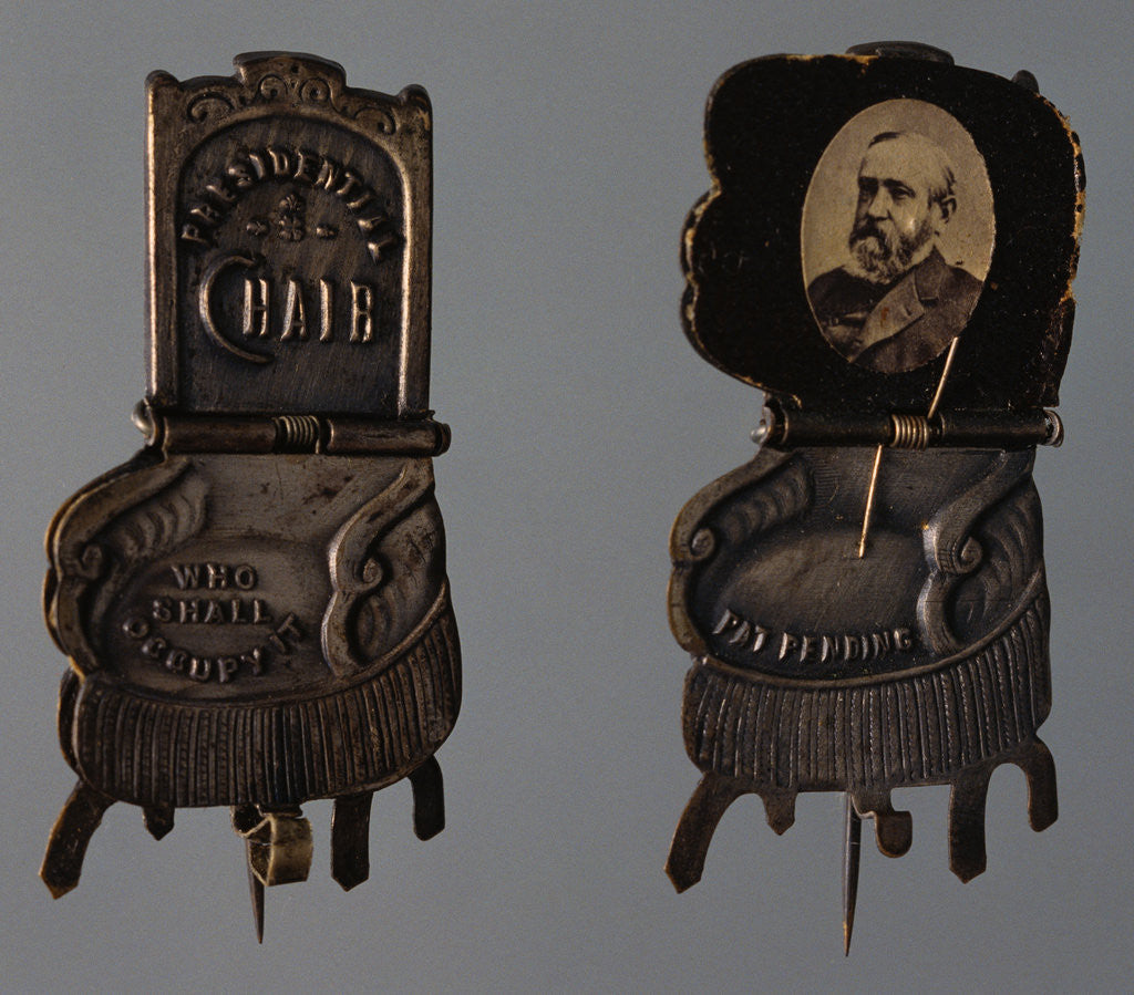 Detail of Mechanical Brooch for 1888 Harrison Presidential Campaign by Anonymous