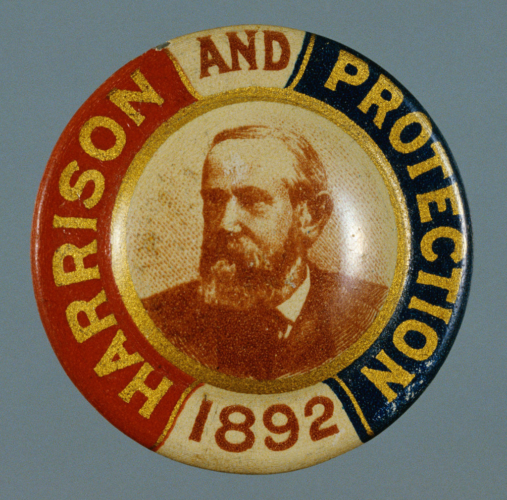 Detail of Benjamin Harrison Campaign Button by Corbis